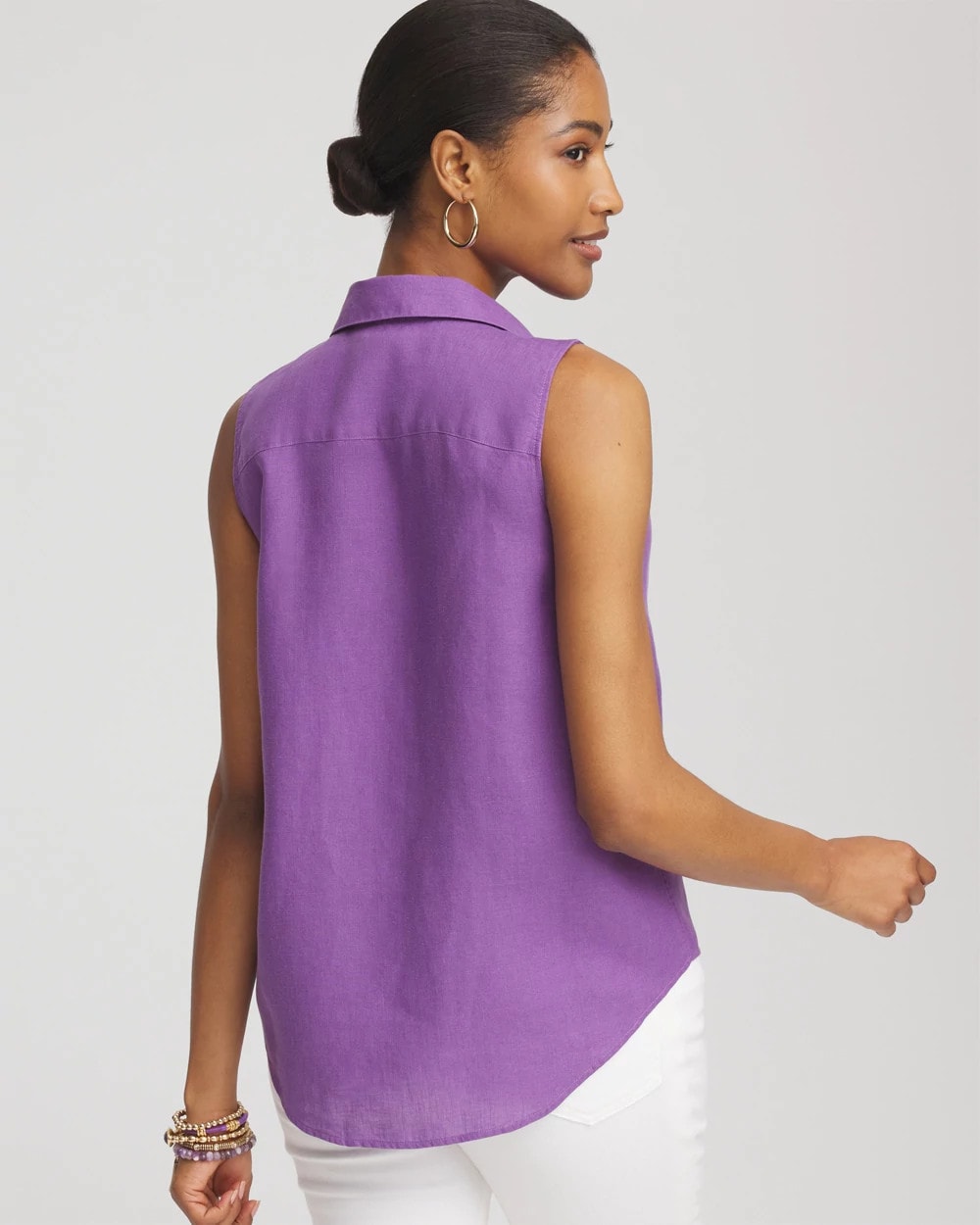 No Iron™ Linen Tie-Front Sleeveless Shirt - Chico's