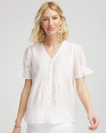 Pleated Cotton-Silk Shirt - Chico's