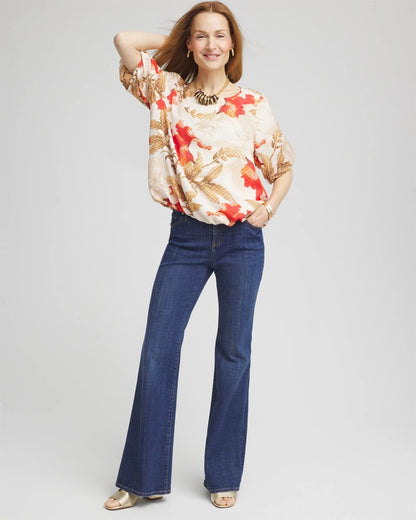 Floral Bubble-Hem Blouse - Chico's