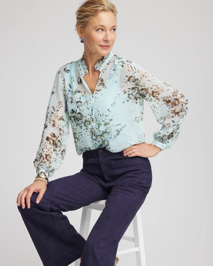 Floral Georgette Peasant Blouse - Chico's