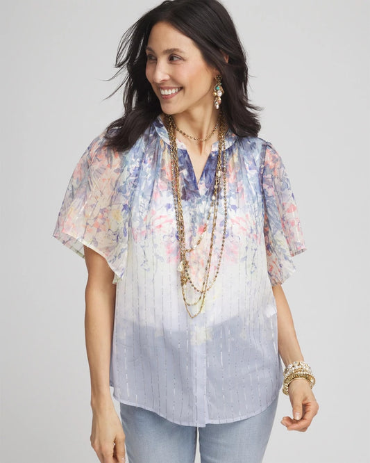 Jacquard Flutter-Sleeve Blouse - Chico's