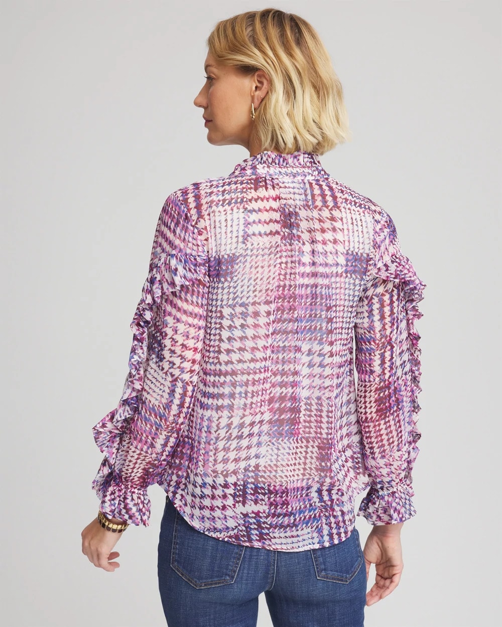 Gingham-Print Georgette Blouse - Chico's