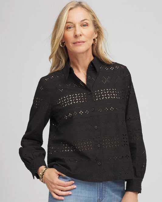 Embroidered Eyelet Collared Shirt - Chico's
