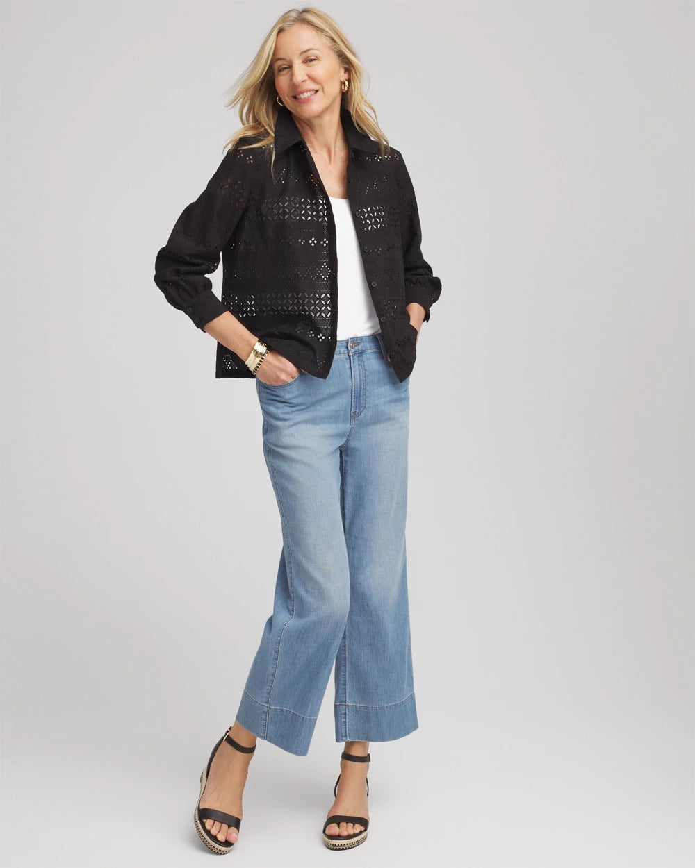 Embroidered Eyelet Collared Shirt - Chico's