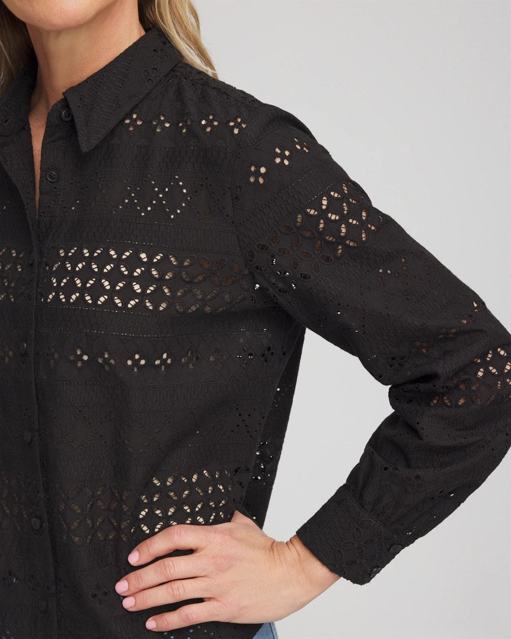 Embroidered Eyelet Collared Shirt - Chico's