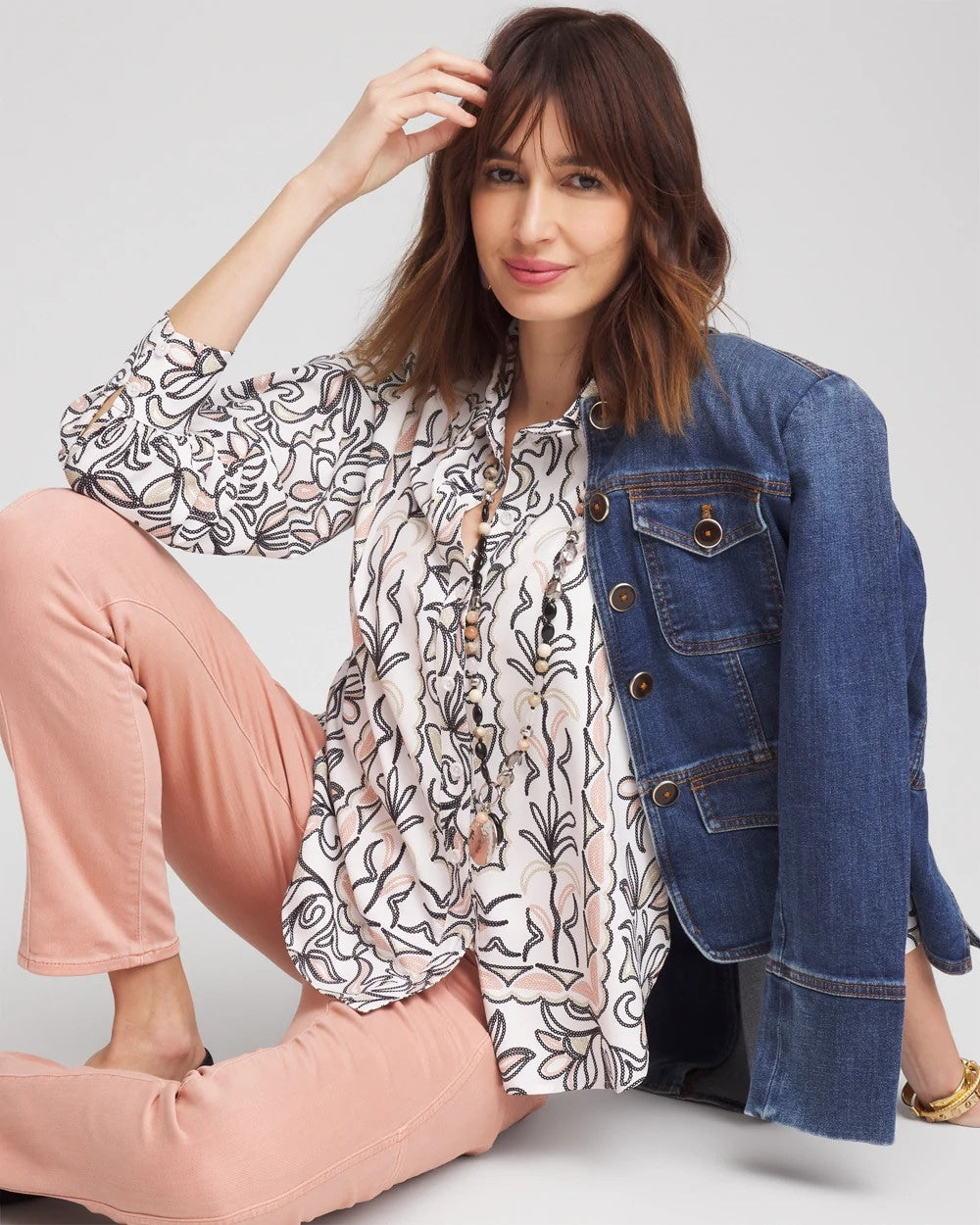 Faux Silk Floral Collared Shirt - Chico's