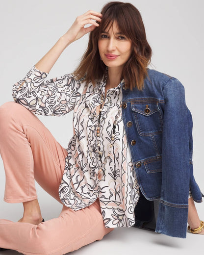 Faux Silk Floral Collared Shirt - Chico's