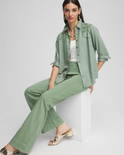 Embellished Lyocell Tencel™ Collared Shirt - Chico's