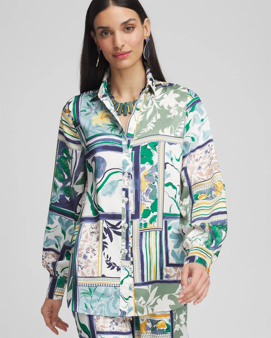 Faux Silk Coastal Collared Shirt - Chico's