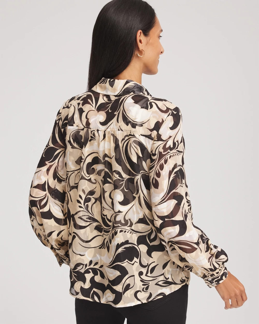 Floral Burnout Blouson-Sleeve Blouse - Chico's