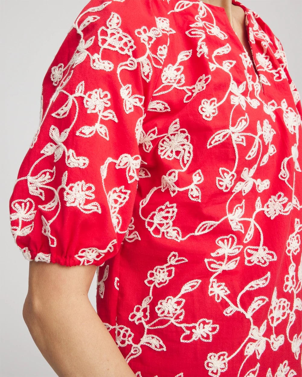Floral Embroidered Cotton Peasant Blouse - Chico's