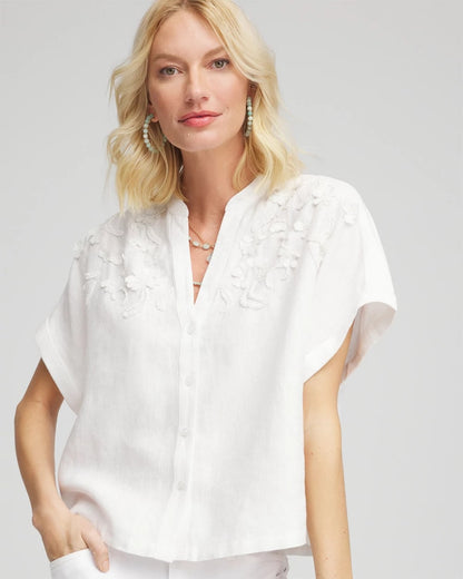 Embroidered Dolman Sleeved Linen Blouse - Chico's