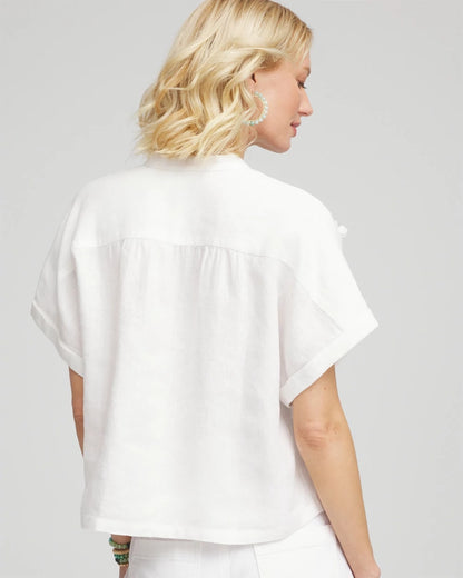 Embroidered Dolman Sleeved Linen Blouse - Chico's