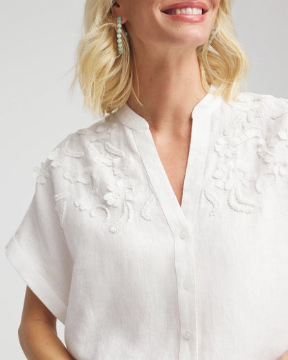 Embroidered Dolman Sleeved Linen Blouse - Chico's