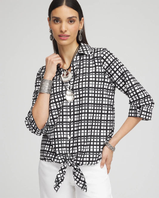 No Iron™ Plaid Tie-Front Top - Chico's