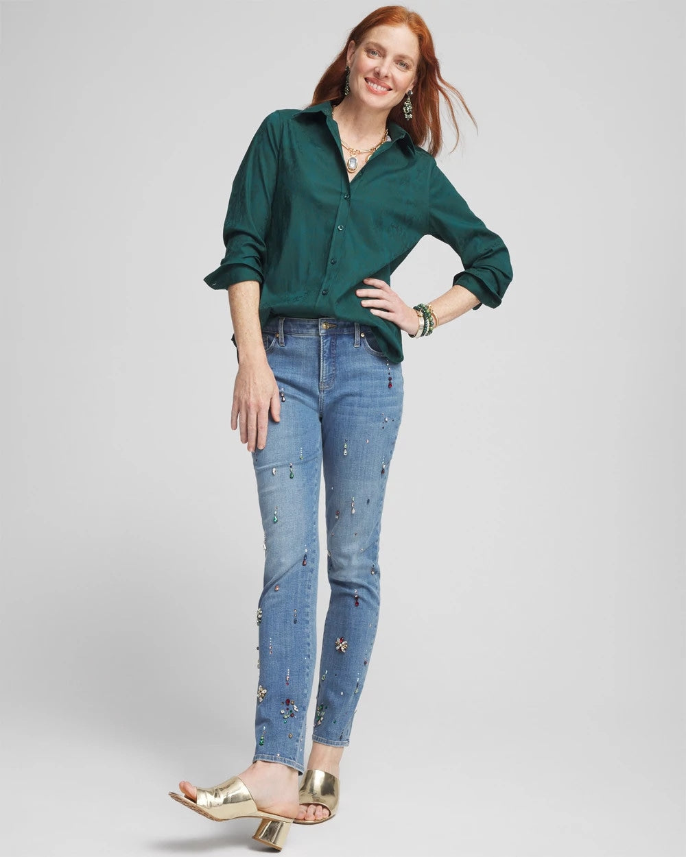 No Iron™ Green Jacquard Shirt - Chico's