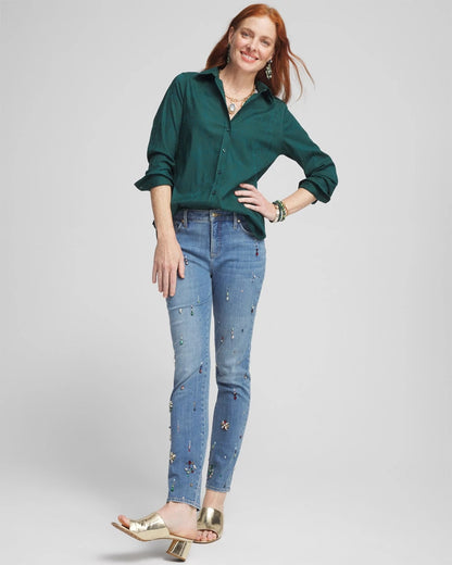 No Iron™ Green Jacquard Shirt - Chico's