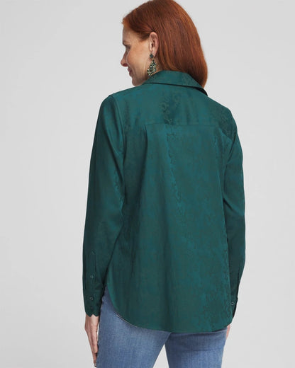 No Iron™ Green Jacquard Shirt - Chico's