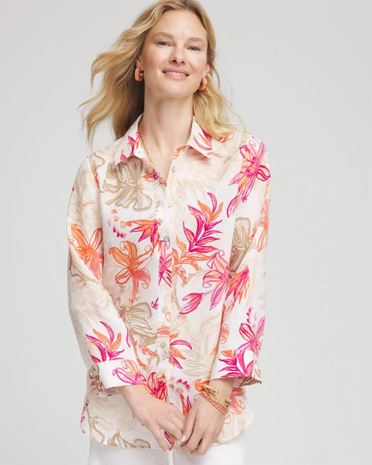 No Iron™ Tropical Floral Linen Shirt - Chico's