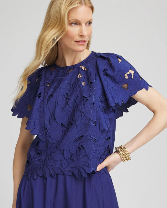 Lace Detail Flutter Sleeve Top - Chico's