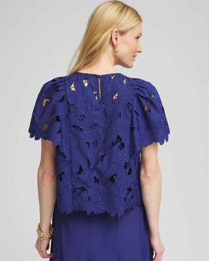 Lace Detail Flutter Sleeve Top - Chico's