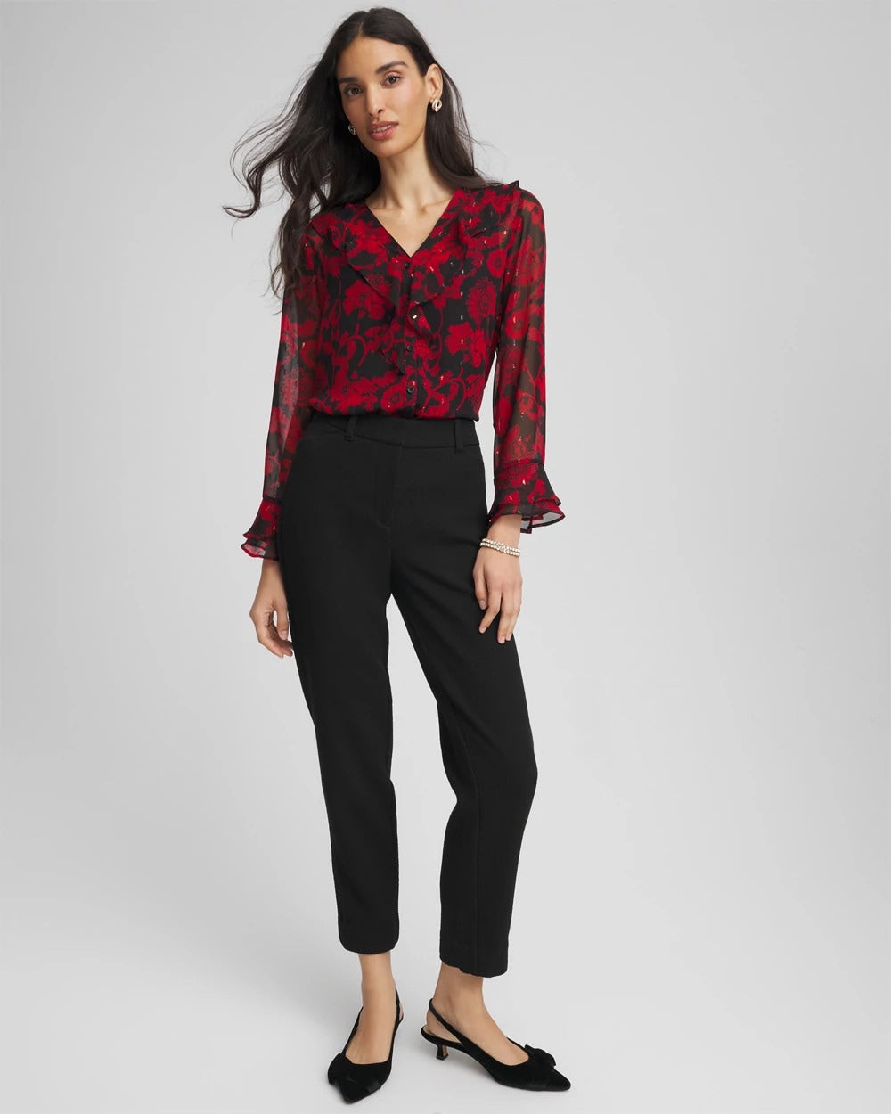 Georgette Clip Dot Ruffle Blouse - Chico's