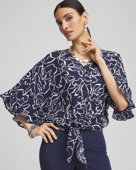 Ecovero™ Tie-Front Frill Sleeve Blouse - Chico's
