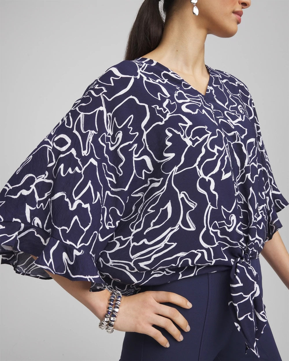 Ecovero™ Tie-Front Frill Sleeve Blouse - Chico's