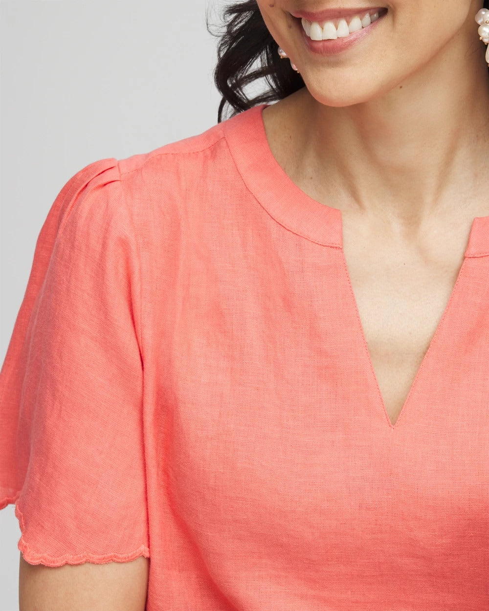 Linen Embroidered Hem Blouse - Chico's