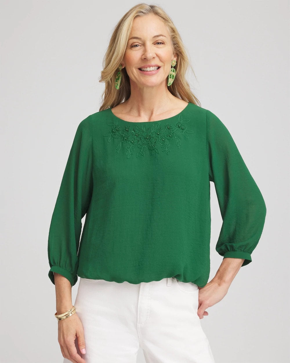 Embroidered Crinkle Chiffon Blouse - Chico's