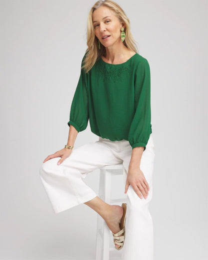 Embroidered Crinkle Chiffon Blouse - Chico's