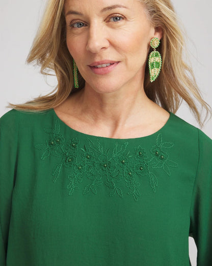 Embroidered Crinkle Chiffon Blouse - Chico's