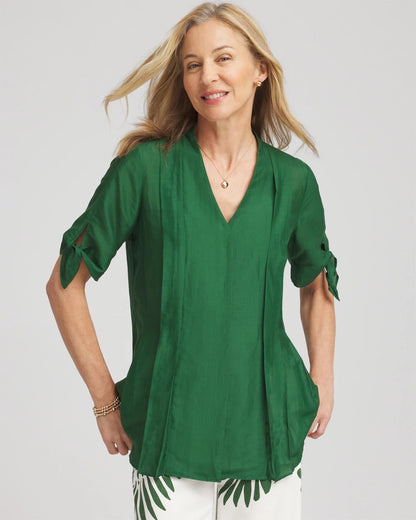 Cotton Voile & Silk Pleated Blouse - Chico's