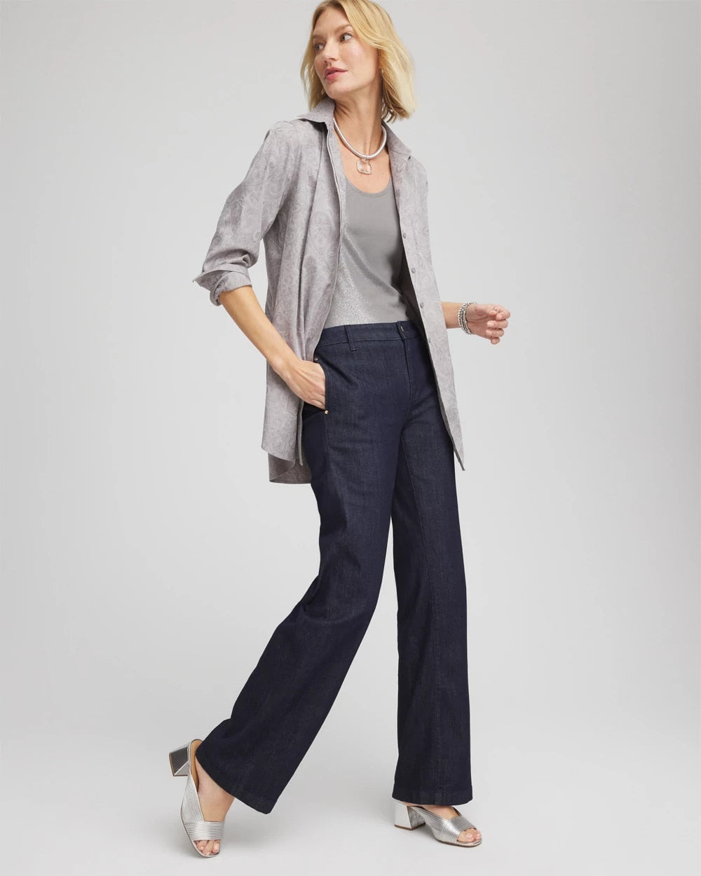 No Iron™ Lace Jacquard Stretch Tunic - Chico's