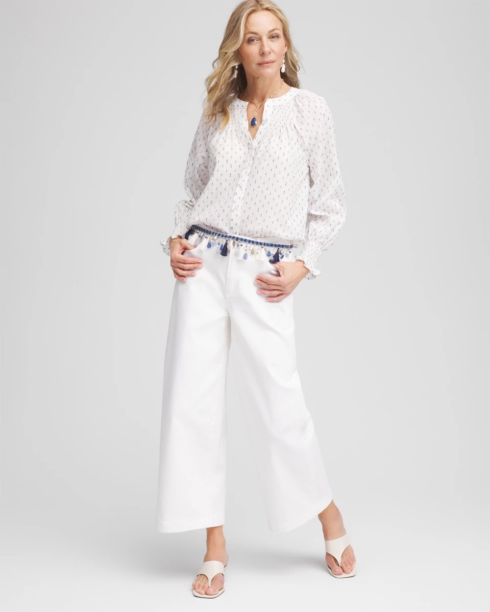 Smocked Split-neck Blouse - Chico's