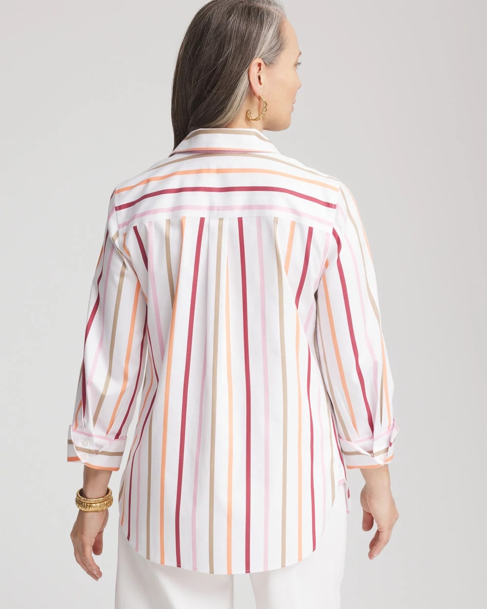 No Iron™ Striped Stretch-Sateen Shirt - Chico's