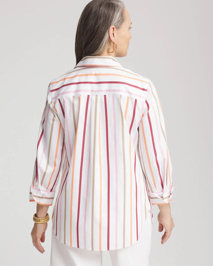 No Iron™ Striped Stretch-Sateen Shirt - Chico's