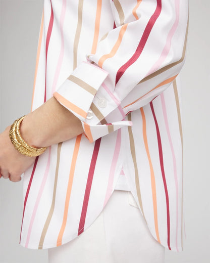 No Iron™ Striped Stretch-Sateen Shirt - Chico's