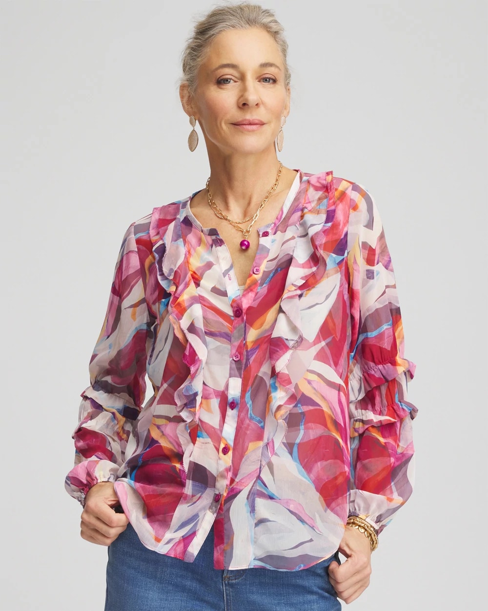 Abstract Ruffles Crinkle Blouse - Chico's