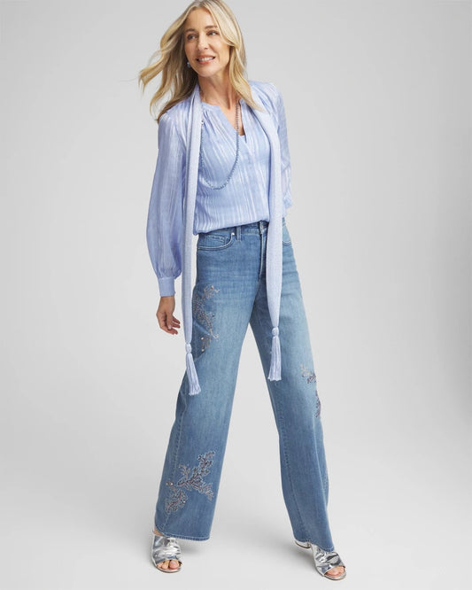 Split Neck Crinkle Blouse - Chico's