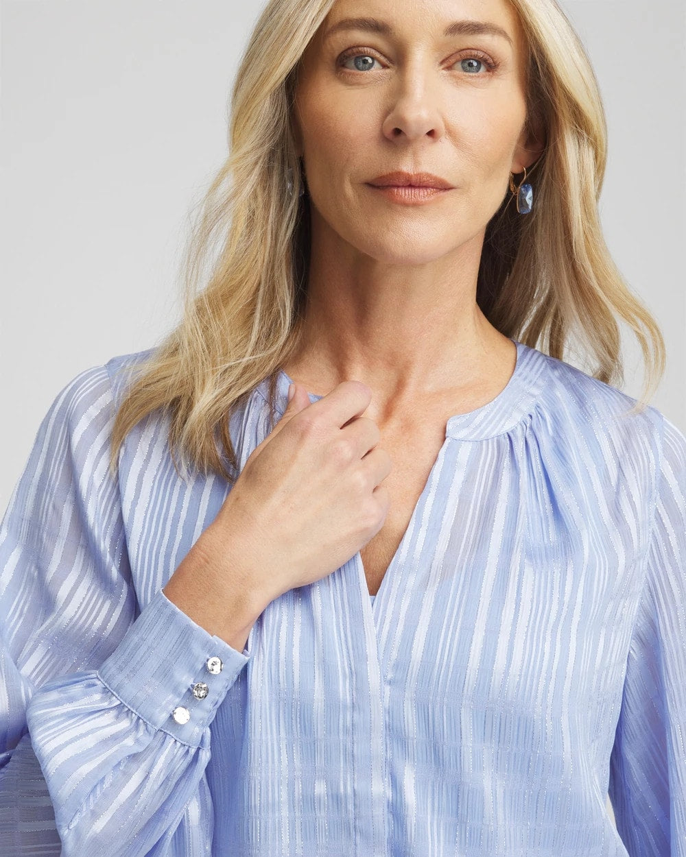 Split Neck Crinkle Blouse - Chico's