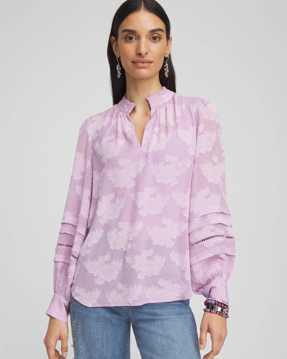 Textured Jacquard V-Neck Blouse - Chico's