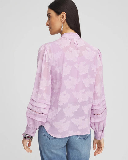 Textured Jacquard V-Neck Blouse - Chico's