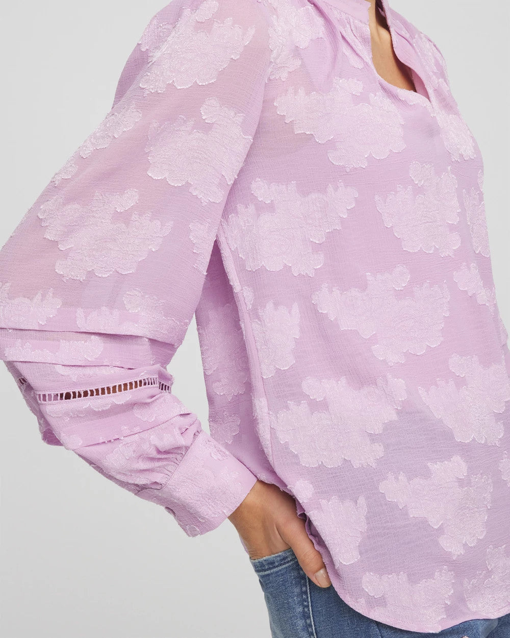 Textured Jacquard V-Neck Blouse - Chico's