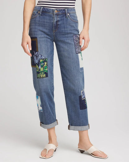 Boyfriend Patchwork Cropped Jeans - Chico's