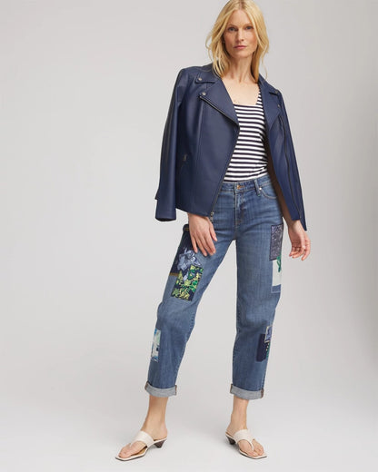 Boyfriend Patchwork Cropped Jeans - Chico's