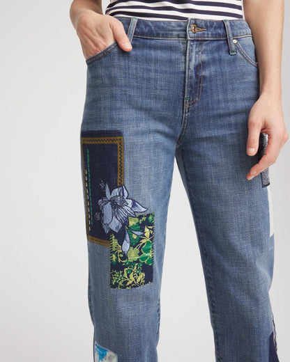 Boyfriend Patchwork Cropped Jeans - Chico's