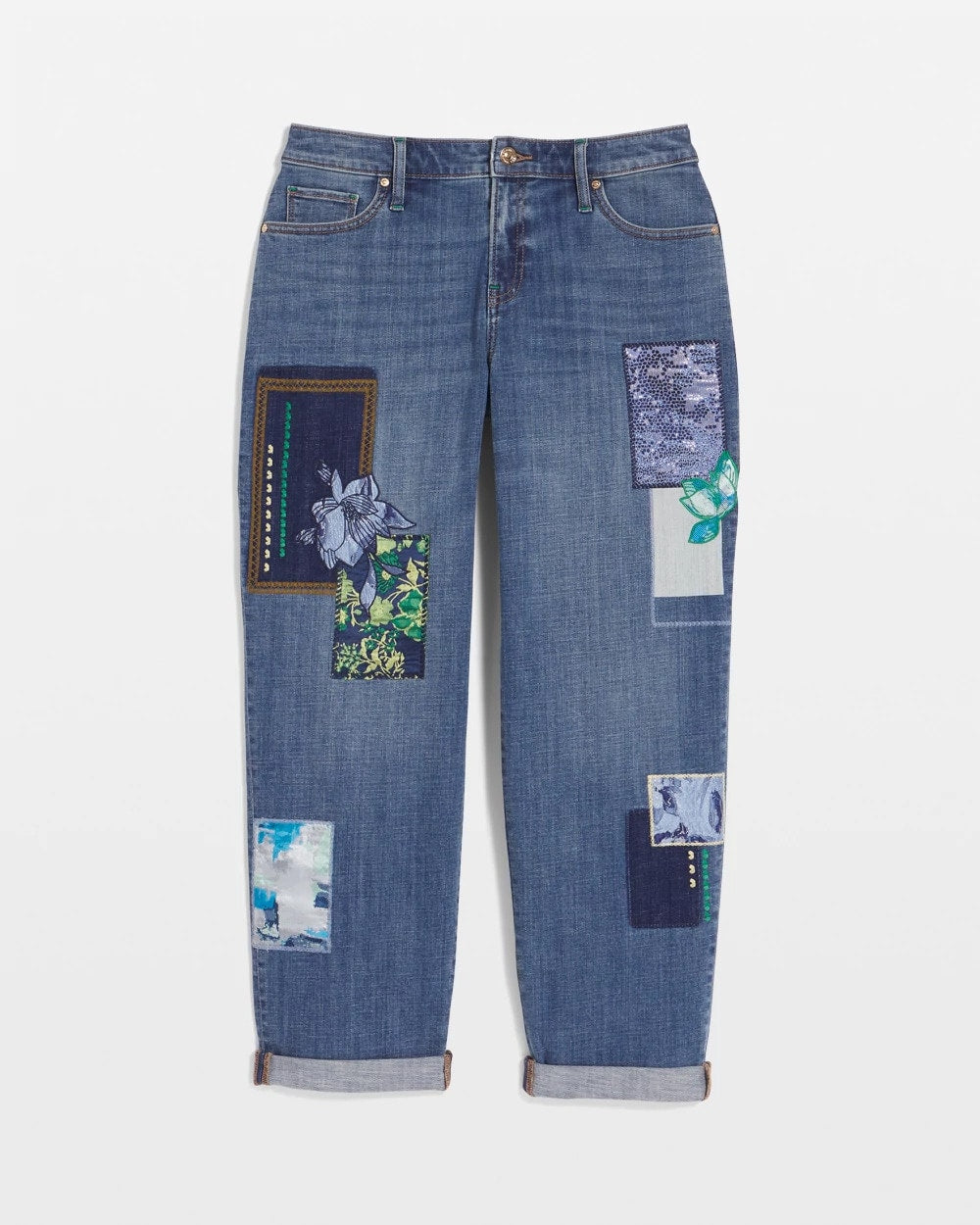 Boyfriend Patchwork Cropped Jeans - Chico's