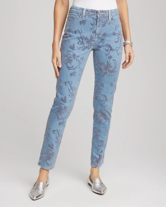 Girlfriend Slim Ankle Flocked Jeans - Chico's