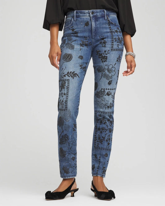 Mixed-Media Girlfriend Slim Ankle Jeans - Chico's